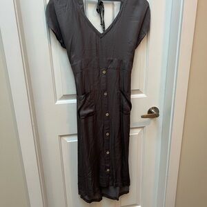 Elegant silk like open back midi Dress